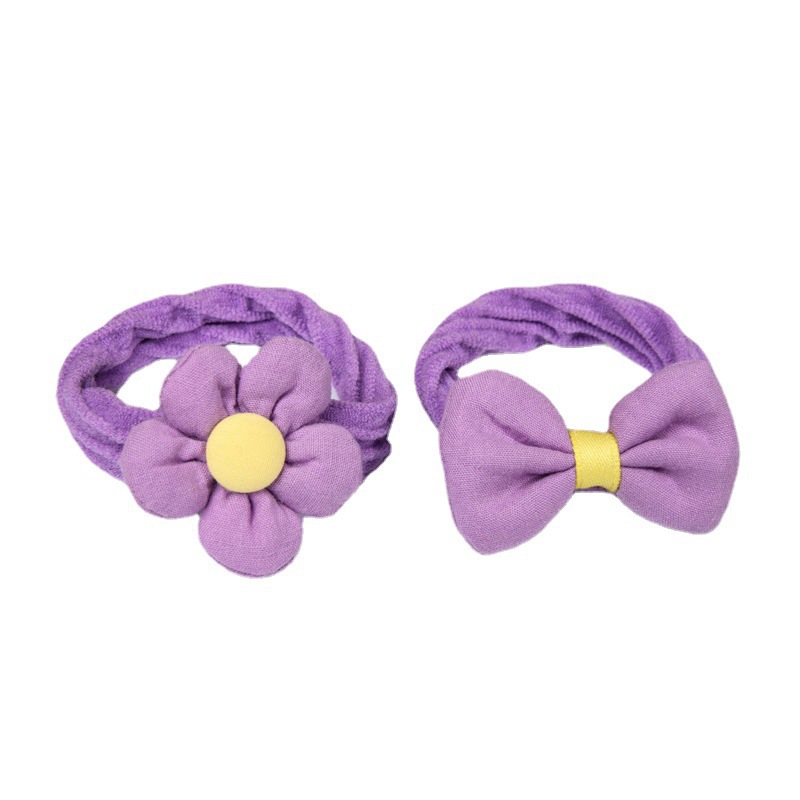 Children's Rubber Band Fabric SUNFLOWER Bowknot Girls Hair Bands Elastic Hair Friendly String Girls Rubber Bands Hair-Binding