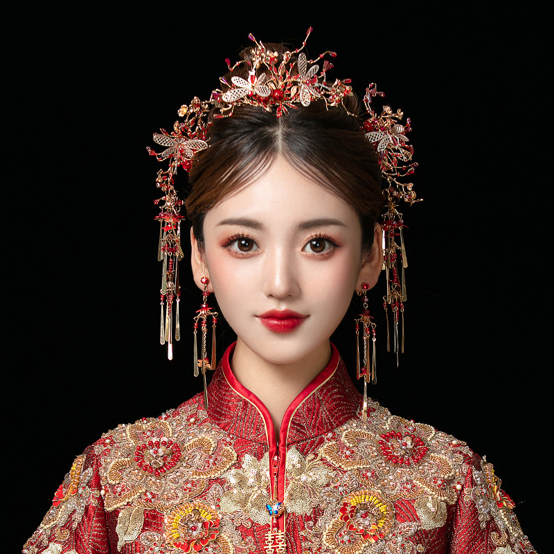 秀禾头饰结婚中式大气古代禾服新娘流苏凤冠2021新款秀禾服步摇女