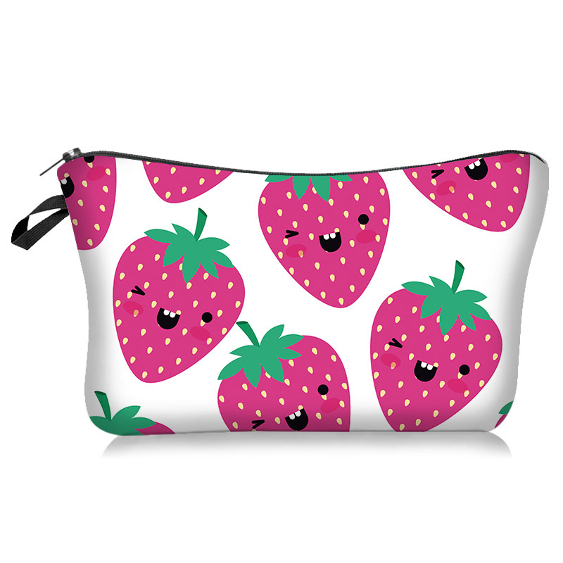 Cross-Border New Arrival Fruit Strawberry Series Cosmetic Bag Handheld Storage Wash Bag Cute Style INS Style Lazy Portable Travel Bag