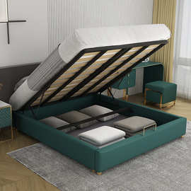 双人床轻奢现代简约榻榻米小户型卧室床体实木床架无床头皮床