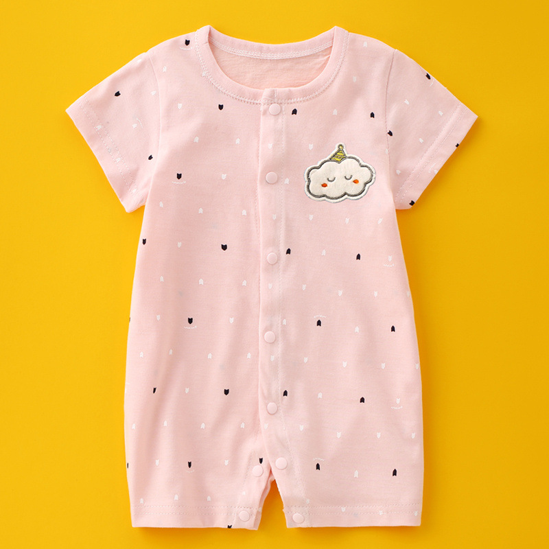 Baby Jumpsuit Pure Cotton Summer Thin Short-Sleeved Newborn Clothes a Underwear Baby Rompers Pajamas Jumpsuit Baby Clothes