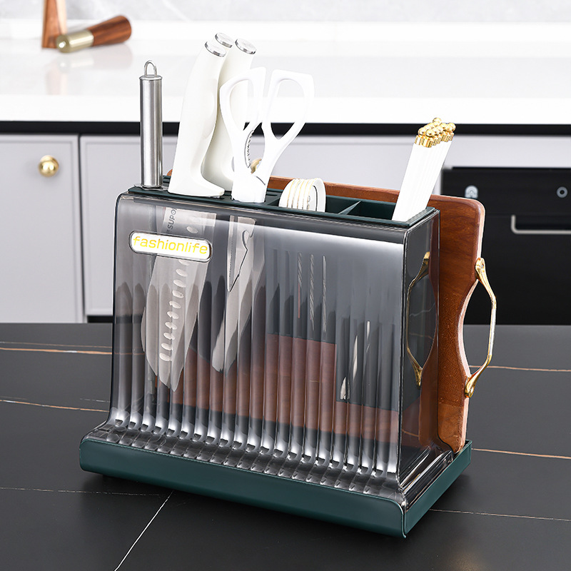 Kitchen Knife Holder Chopsticks Box Storage Rack Multi-Functional Table Top Chopping Board Rack Place Cutting Boards Knife Integrated Storage 0714