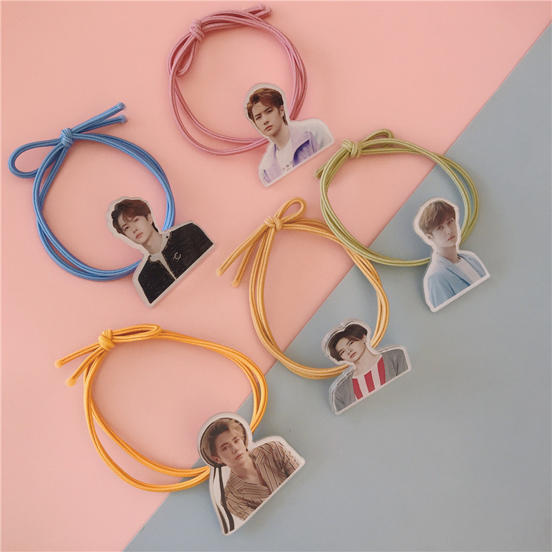 粉丝周边王一博肖战博君一肖头绳双层高马尾扎头绳手环手链装饰