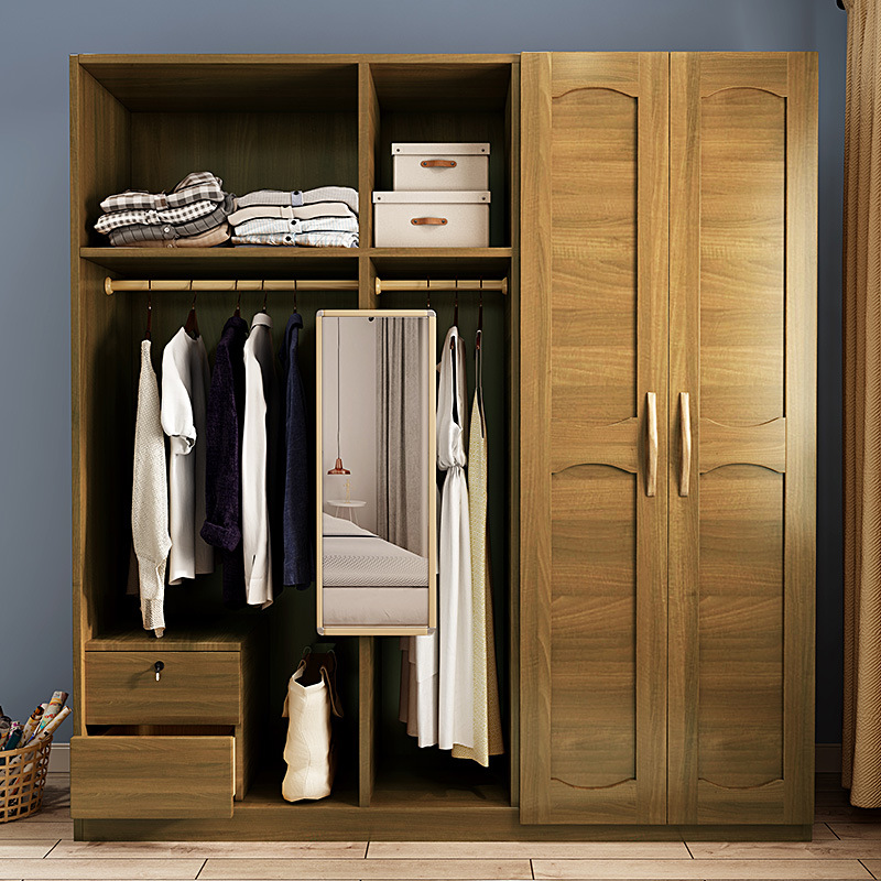 新中式衣柜整体现代简约卧室收纳柜木质组合柜子家用挂衣柜经济型