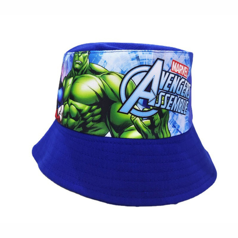Cross-Border Children's Avengers Printing Bucket Hat Boys and Girls Cartoon Animation Double-Sided Bucket Hat Kids Sun Hat
