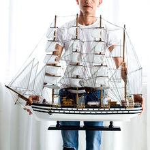 船摆件一帆风顺帆船木质模型客厅装饰品大号生日礼物地中海速卖通