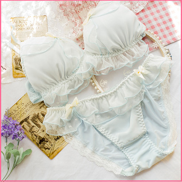 日系洛丽塔文胸套装少女蕾丝无钢圈文胸罩萝莉纯欲蕾丝jk内衣内裤