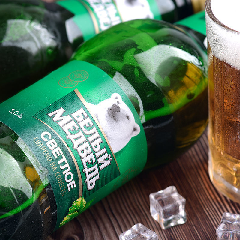 桶俄罗斯大白熊啤酒大麦高度浓烈黄啤贝里麦德维熊啤酒整箱