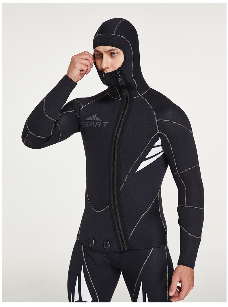 5mm橡胶潜水服保暖冬泳长袖连体两件套加厚水母服 猎鱼服1488