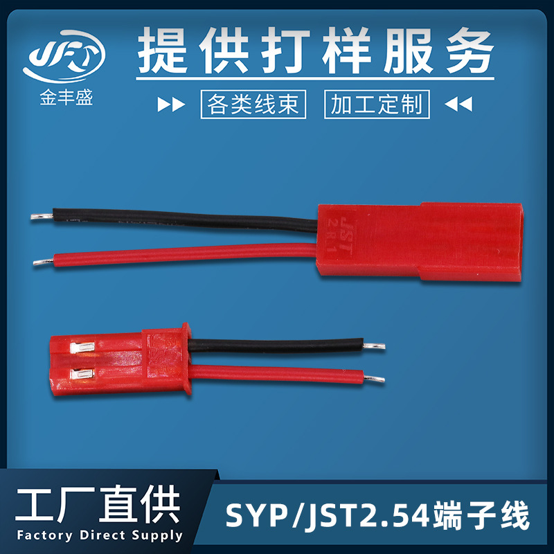 供应JST系列端子线 SYP-2.54杜邦连接线红黑2pin 电池线束批发