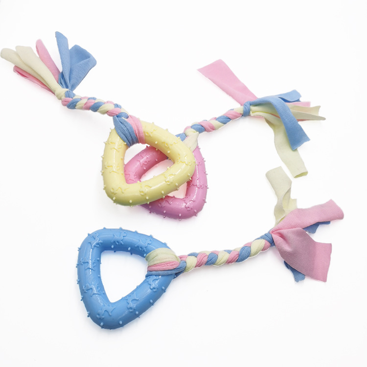 Pet Supplies TPR Cotton String Cloth Dog Bite-Resistant Toy Rubber Candy Color Cute Molar Toy in Stock