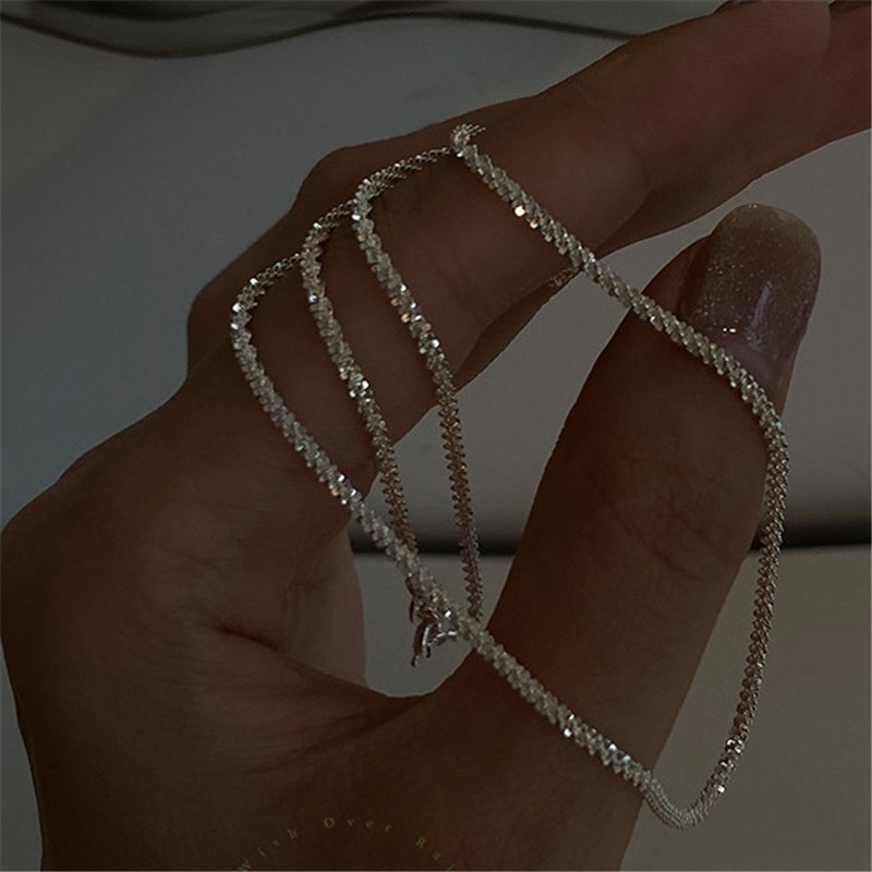 Cross-Border New Arrival Simple 925 Necklace Ins Style Cauliflower Necklace Sparkling Clavicle Chain 520 Necklace