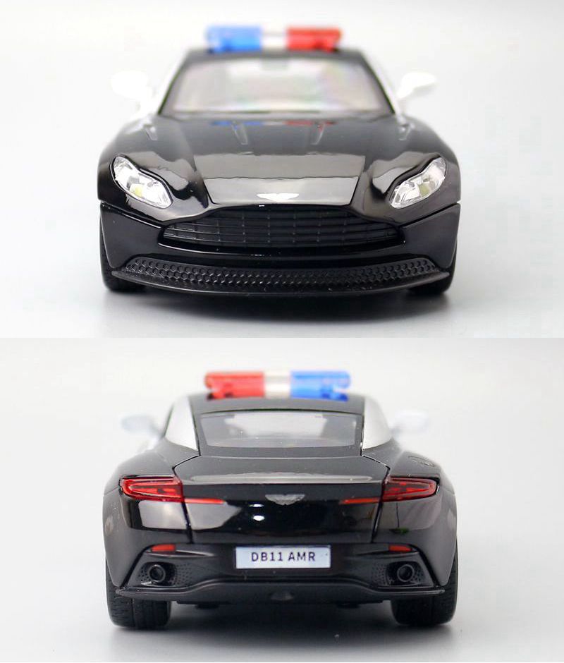 裕丰马珂垯1:32阿斯顿马丁db11警车声光回力开门仿真合金模型收藏