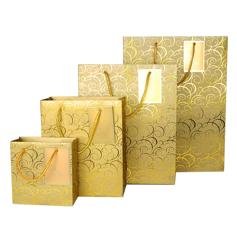 手提礼品袋烫金花纹红酒包装袋礼品纸袋手提袋婚庆定制加印logo