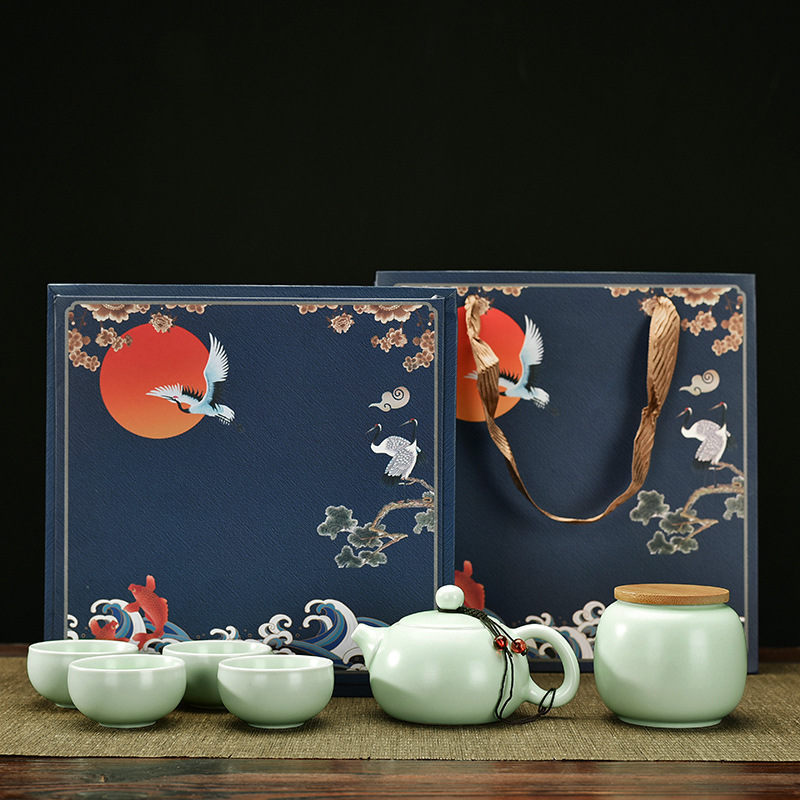 0成交2套陶瓷功夫茶具套装实用节庆开业礼品活动家用礼盒装定制logo
