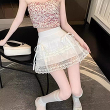 白色蛋糕裙女装夏季小个子芭蕾风蕾丝短裙辣妹纯欲蓬蓬半身裙