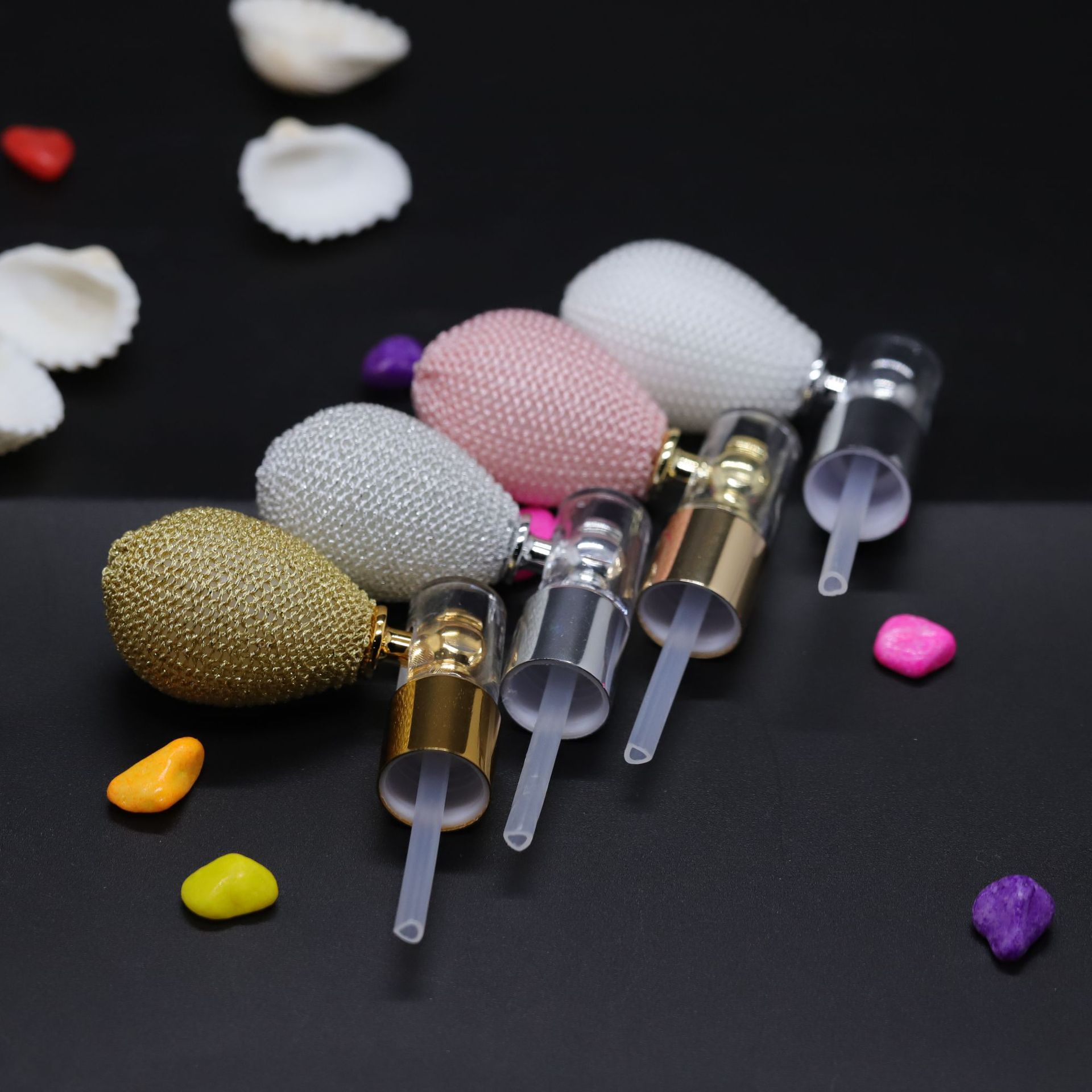 Manufacturers Supply TikTok Powder Spraying Face Powder Perfume Glitter Perfume 13 Screw Mouth Perfume Airbag a Set of Available Glass Bottles