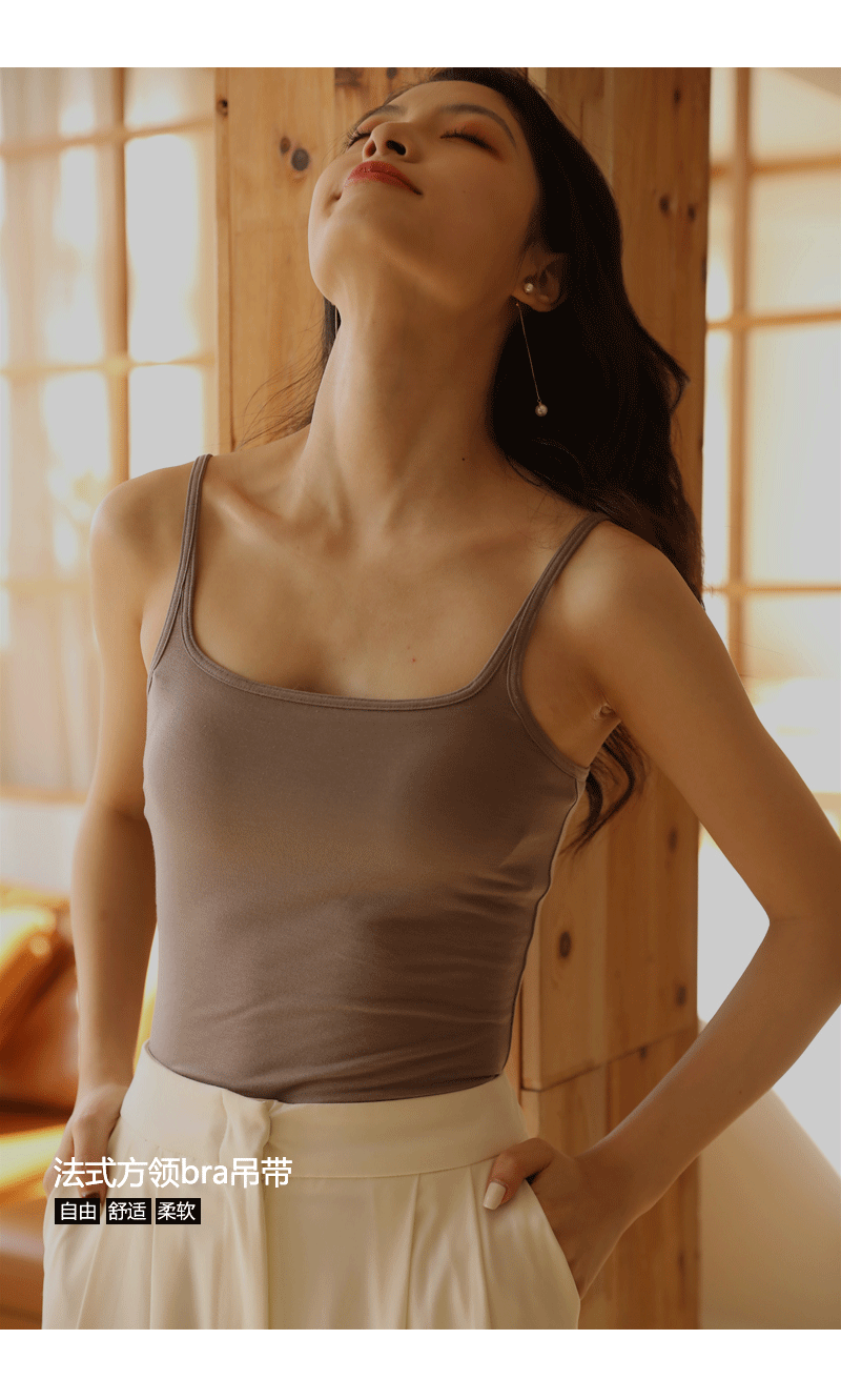 ins吊带背心女罩杯一体式带胸垫免穿文胸内衣小内搭抹胸打底黑色