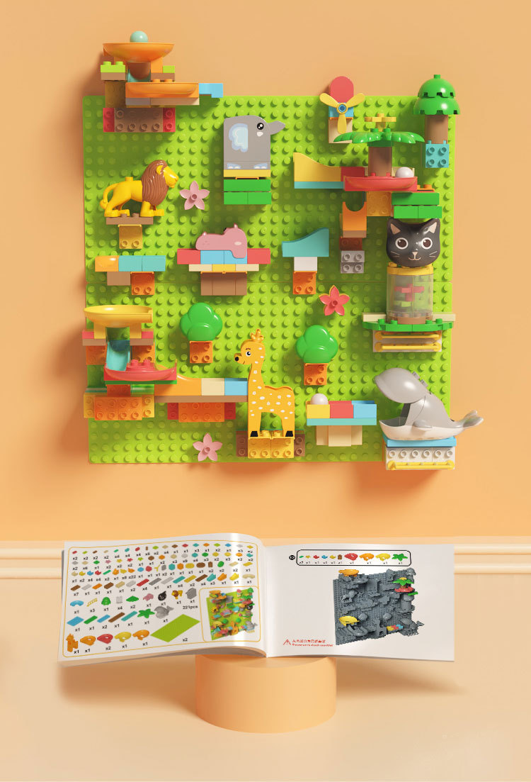 万代斗智兼容legao动物积木墙家用壁挂式大颗粒儿童房子屋造型diy