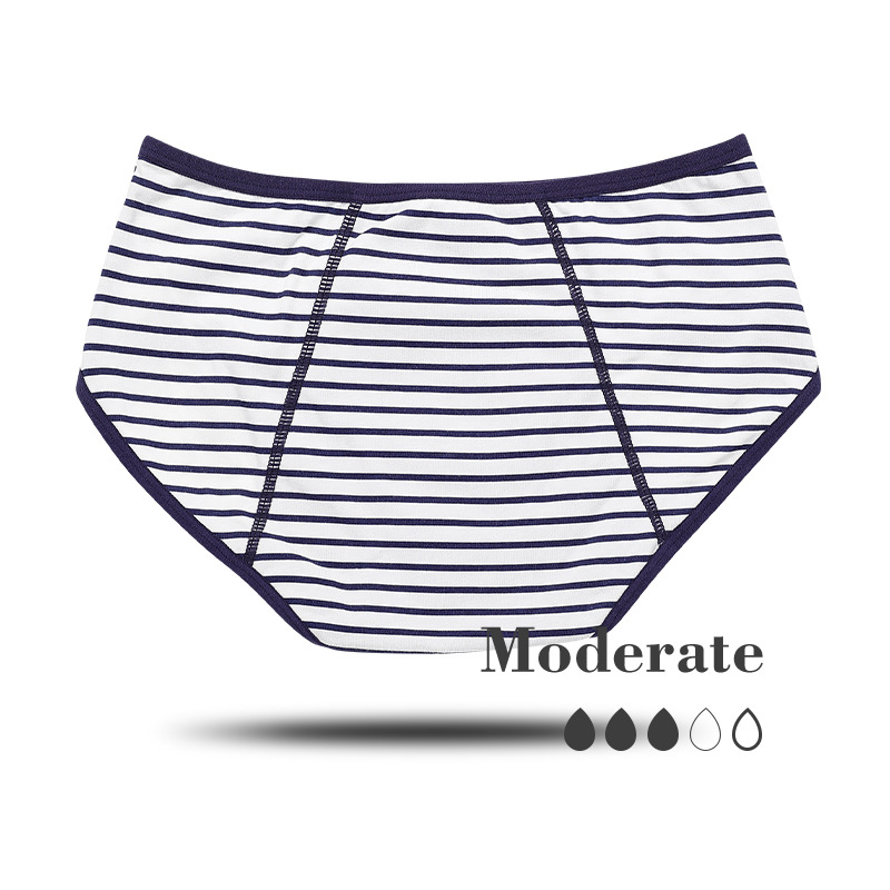 Customized plus Size Menstrual Panties Women's Striped Printed Sanitary Panty Side Leakage Prevention Pants for Menstrual Period Cotton Crotch Breathable Menstrual Underwear