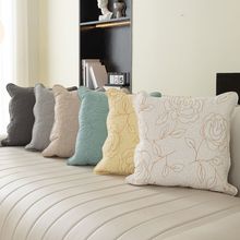家用纯棉靠枕绗缝布艺沙发抱枕含芯办公室欧式床头靠垫抱枕套