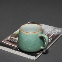 窑变绿釉陶瓷办公杯功夫茶具喝水茶杯陶瓷马克杯复古