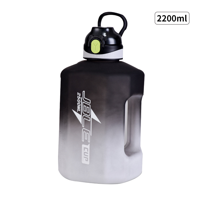 Square Transparent Gradient Barrels Cup Large-Capacity Water Cup Sports Kettle Fitness Bucket Male 2.5L Sports Bottle