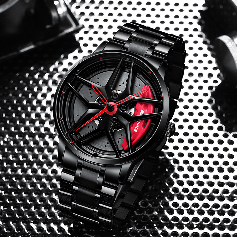 fashion-watch时尚手表五角星镂空车轮毂手表男立体汽车改装手表