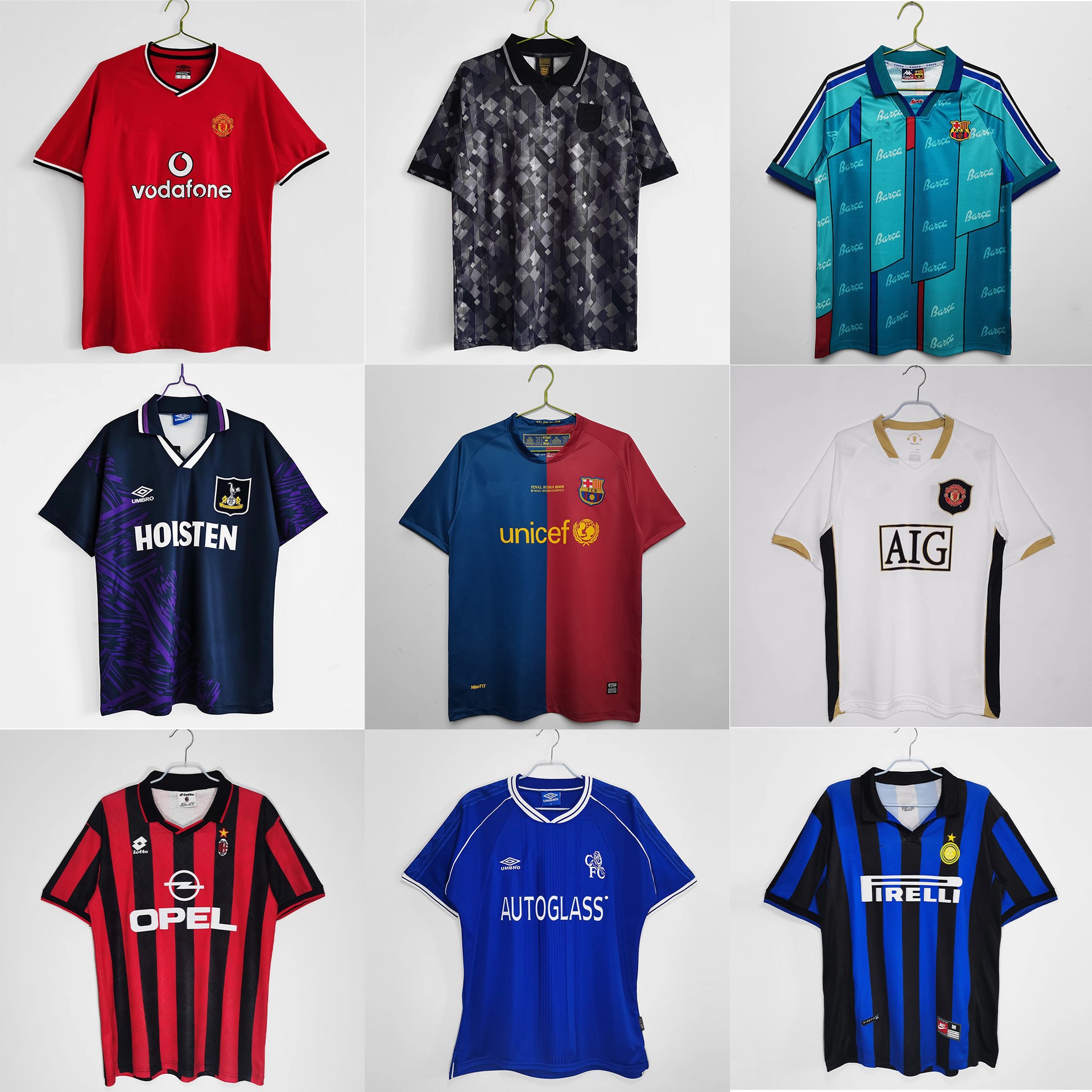 意甲全联赛ac国米复古球衣拉齐奥复古足球服球衣切尔西曼联英格兰