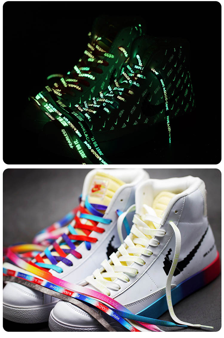 夜光鞋带ajaf1空军一号电玩像素lol开拓者荧光渐变扎染脏脏七彩带