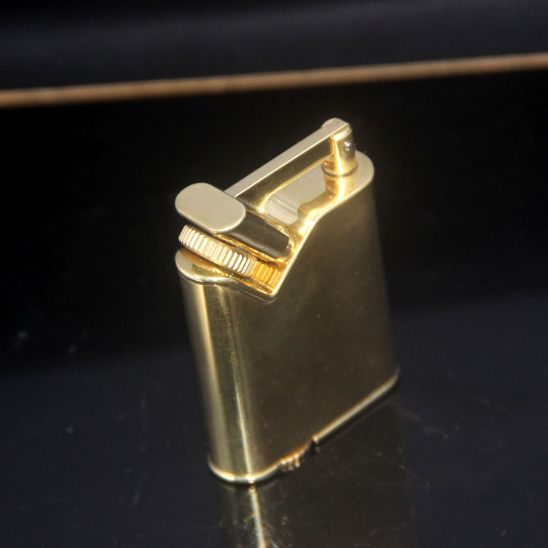 黄铜仿古抬臂煤油打火机原铜斜轮点火砂轮棉油机可刻字代发