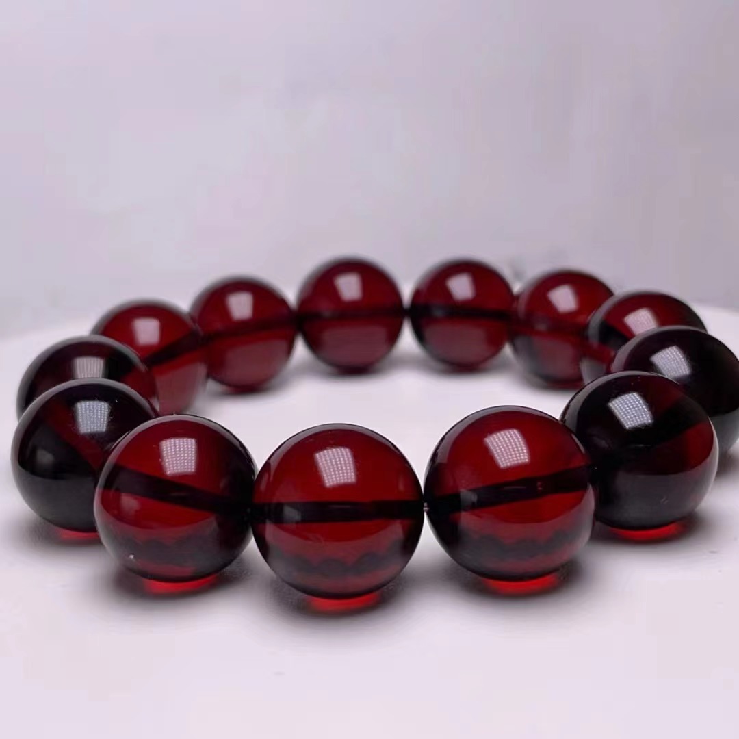 天然琥珀蜜蜡血珀圆珠手链手串首饰品挂件单圈高品质diy批发直销
