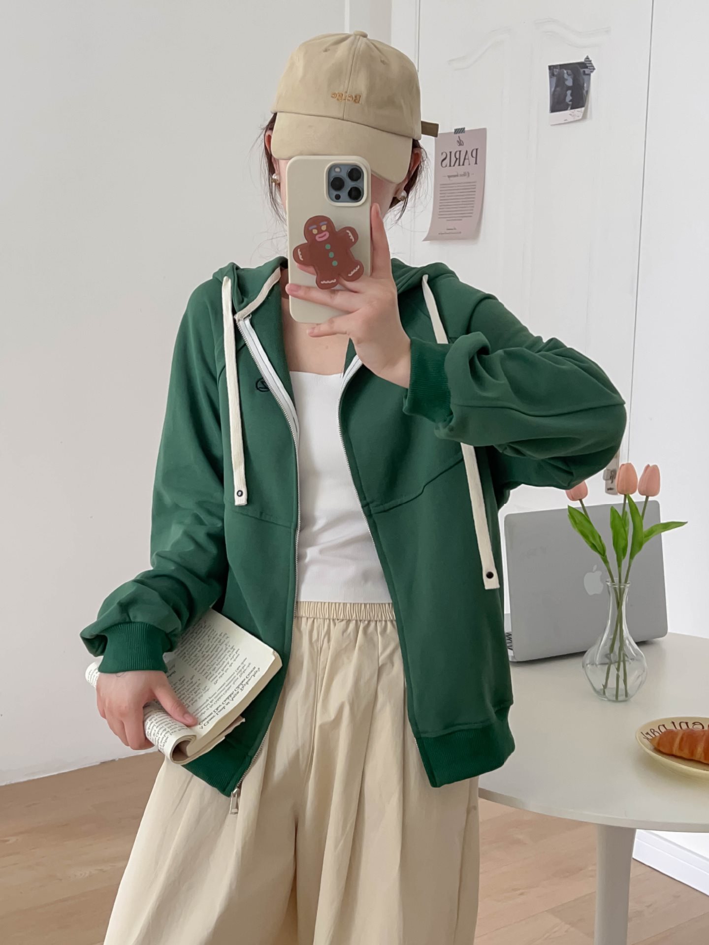 秋装新款外套开衫学院风连帽设计款纯棉外套时尚减龄显瘦卫衣外套