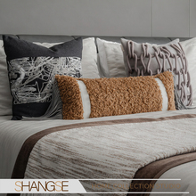 BN布艺现代轻奢主卧橘色系列样板房家居展厅软装床上用品9件