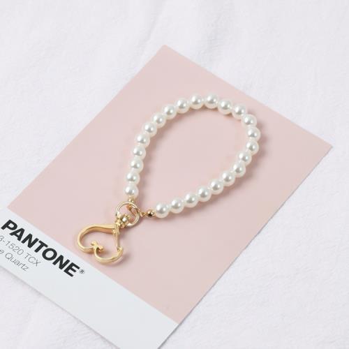 Keychain Door Latch Phone Case Accessories Imitation Pearl Short Chain plus Hoop Pendant DIY Doll Pearl Lanyard