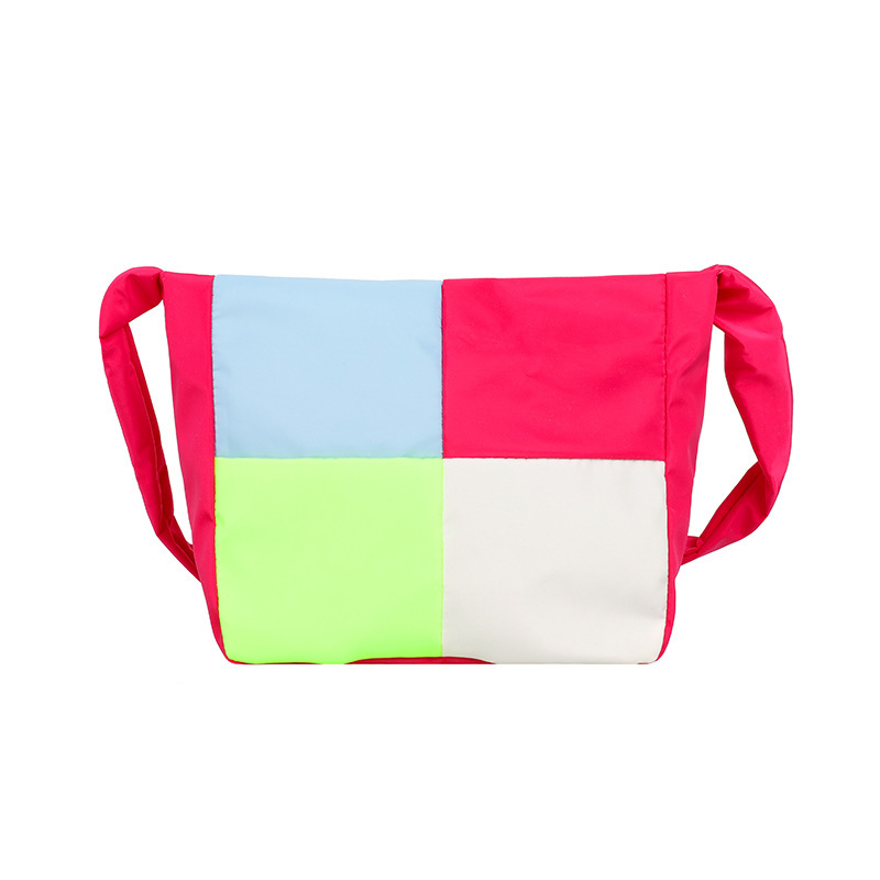 Canvas Bag 2021 Summer New Color Candy Contrast Color Female Temperament Block Stitching Single Shoulder Large Capacity Underarm Bag