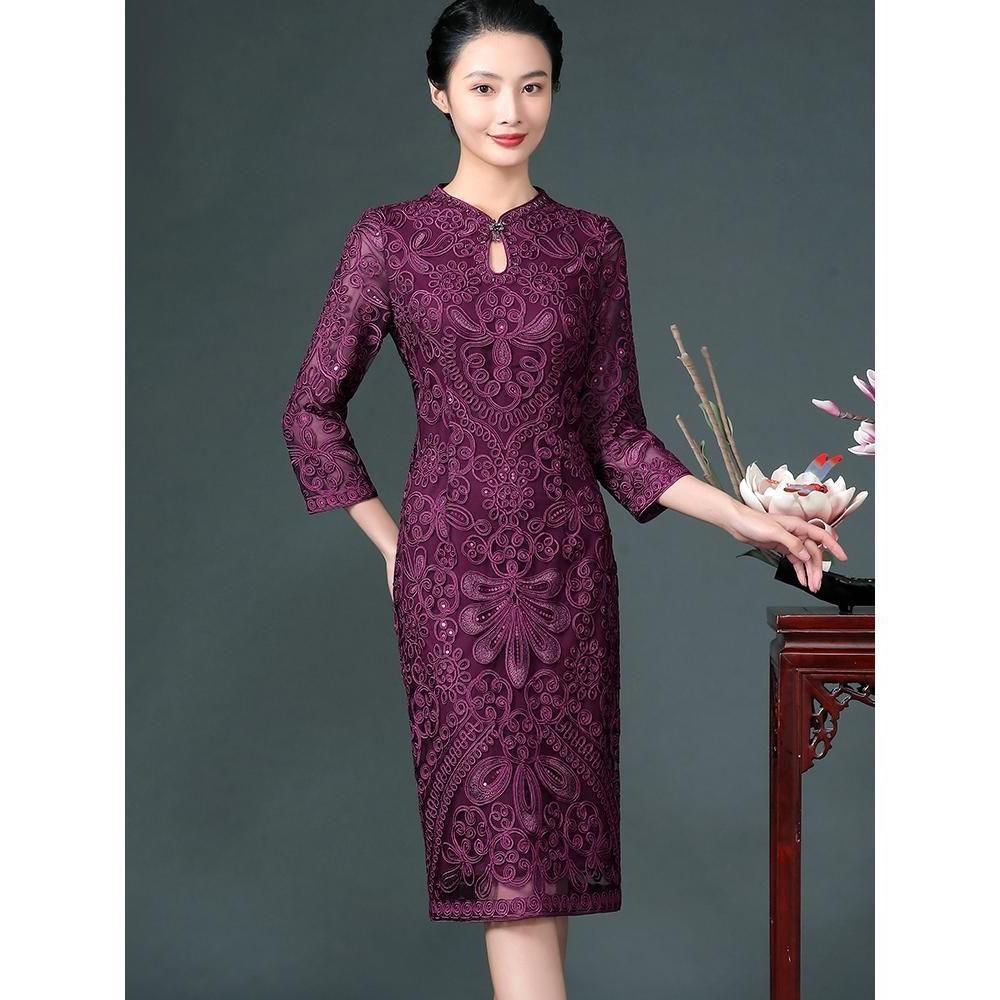 妈妈新款连衣裙结婚中式高端旗袍改良参加婚礼喜婆婆婚宴礼服