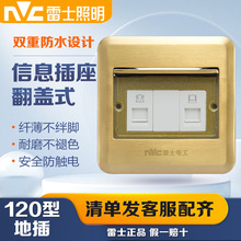 雷士电脑地插座全铜防水网络电话超薄隐藏式家用地面插座D5C1314