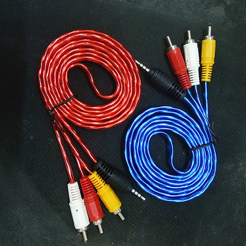 高品质35mm一分三av线网络电视盒子机顶盒音频视频线一拖三3rca