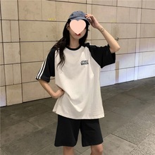 运动服套装女夏季休闲韩版宽松中学生体考短袖短裤洋气两件碟