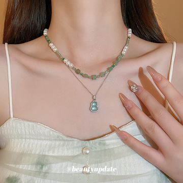 新中式锆石葫芦吊坠项链中国风高级感锁骨链国潮时尚新款项饰批发