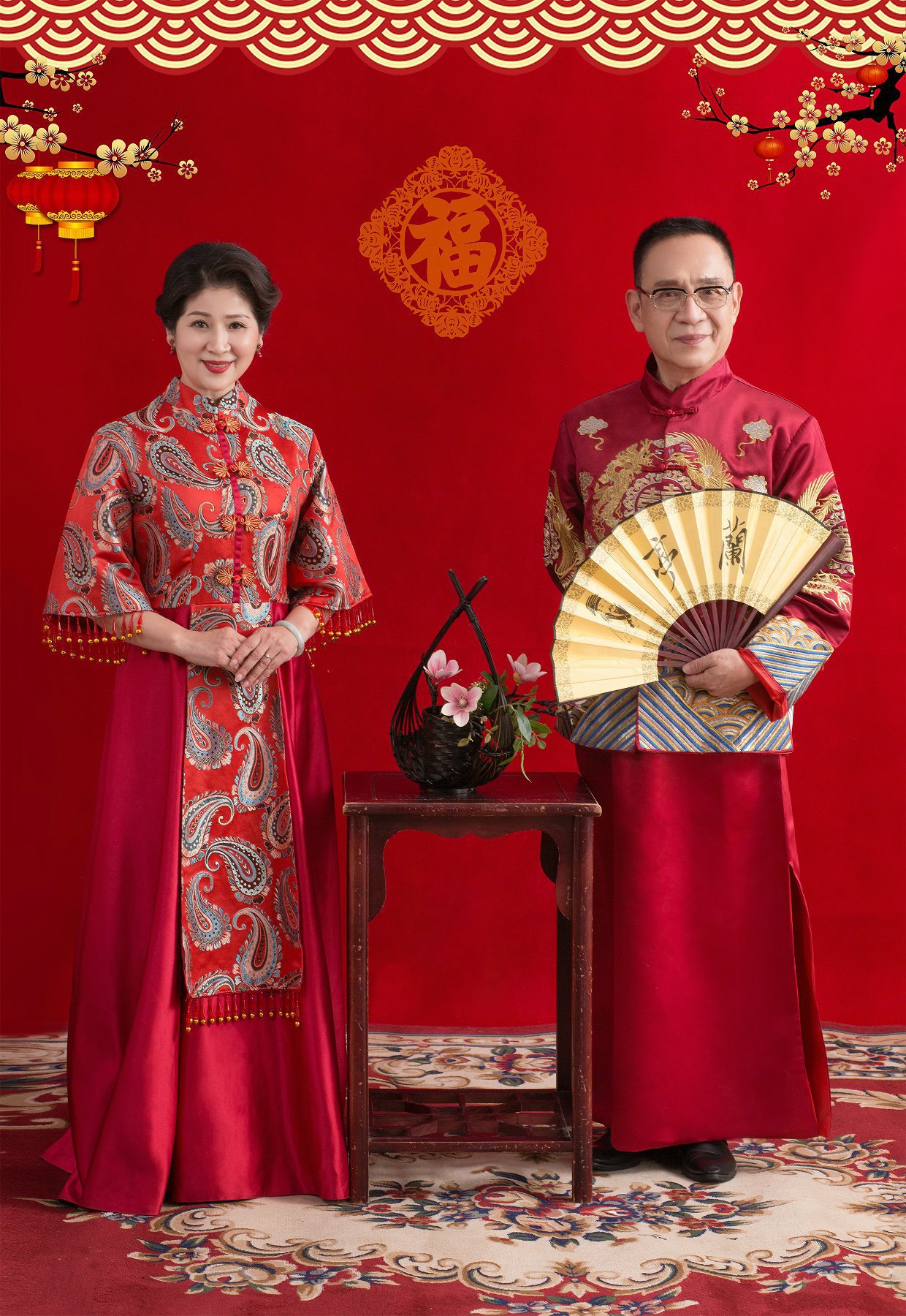 影楼全家福民国风主题服装中式中国风家庭装唐装新年拍照衣服古装