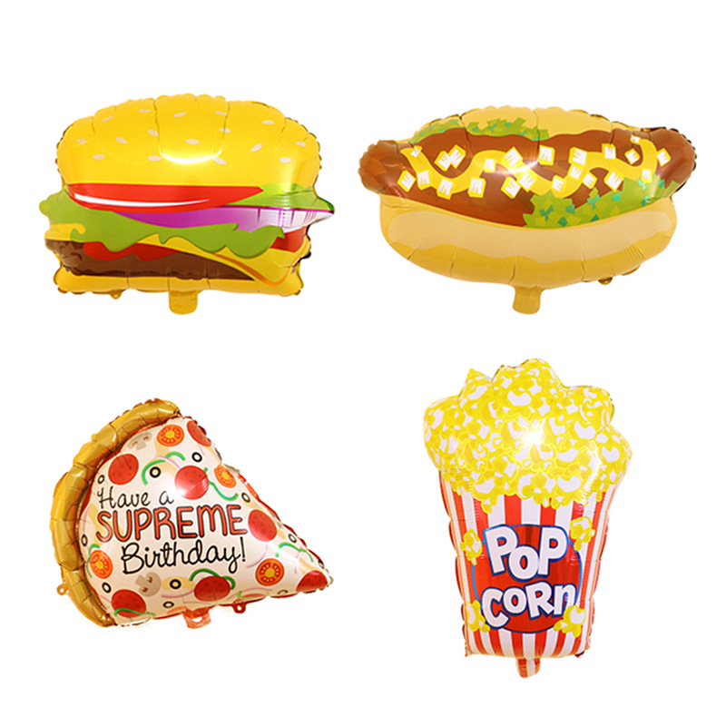 Donut Balloon New Ice Cream Candy Popcorn Bucket Pizza Hamburger Aluminum Film Balloon Birthday Party