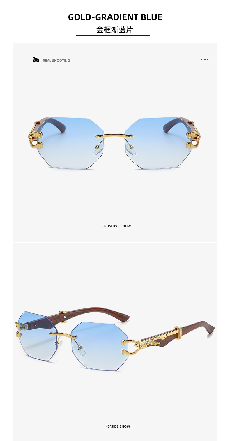 New retro wood-grain leopard temple sunglasses for men, European and American square frame driving cheetah decorative sunglasses for cross-border wholesale pic 6