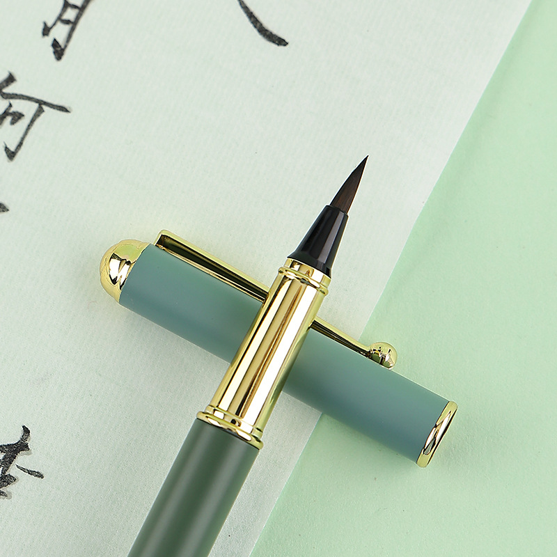 Pen-Type Writing Brush Set Shanglin Fu Copy Scripture Calligraphy Pen Type Writing Brush Pen Weasel's Hair Regular Script Ink Sac Soft Pen Wholesale