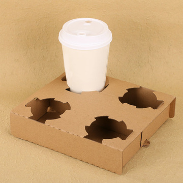 四杯可撕双杯托加高一次性咖啡外卖饮料饮品打包瓦楞四杯托底座