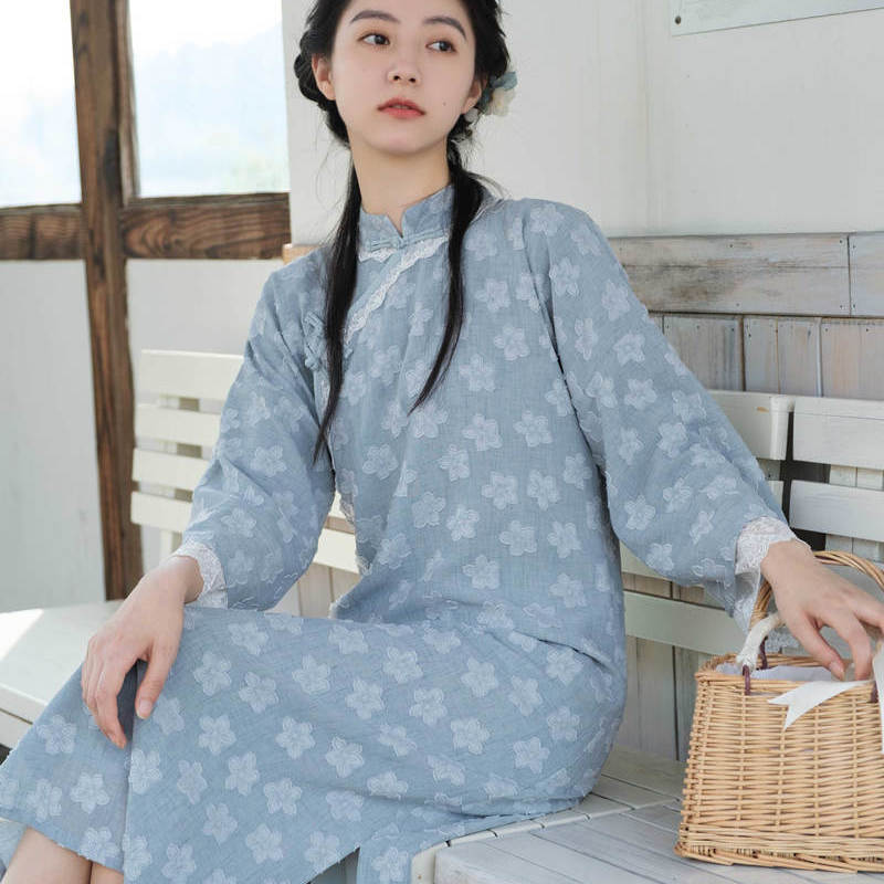 古法民国大小姐改良倒大袖旗袍日常复古国风清新复古宽松女