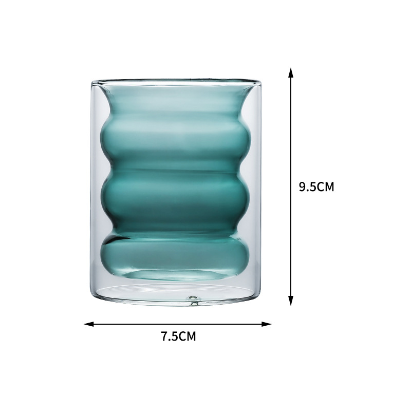 Double-Layer Coffee Cup Glass Household Color Double Transparent Spiral Milk Juice Borosilicate Glass Water Cup