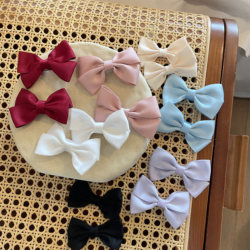 Sweet Children's Bow Barrettes Baby Hair Clip Cute Simple Cotton Fabric Double Ponytail Bow Tie Brooch Hair Rope