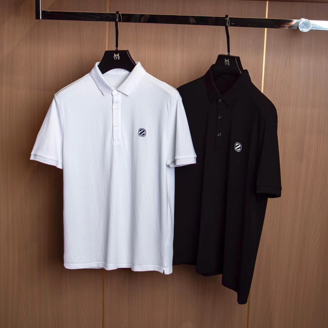 新款男士t恤时尚修身保罗潮纯色短袖刺绣polo翻领透气吸汗休闲